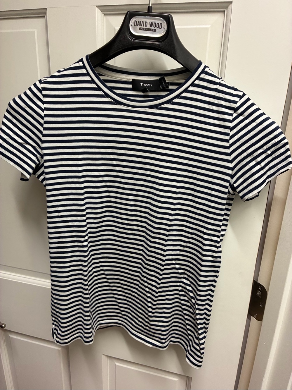 Theory Kids Navy and White Striped Short Sleeve Tee